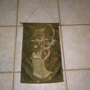 Vintage Thailand Small Tapestry Silk Wall Hanging Art Decor
